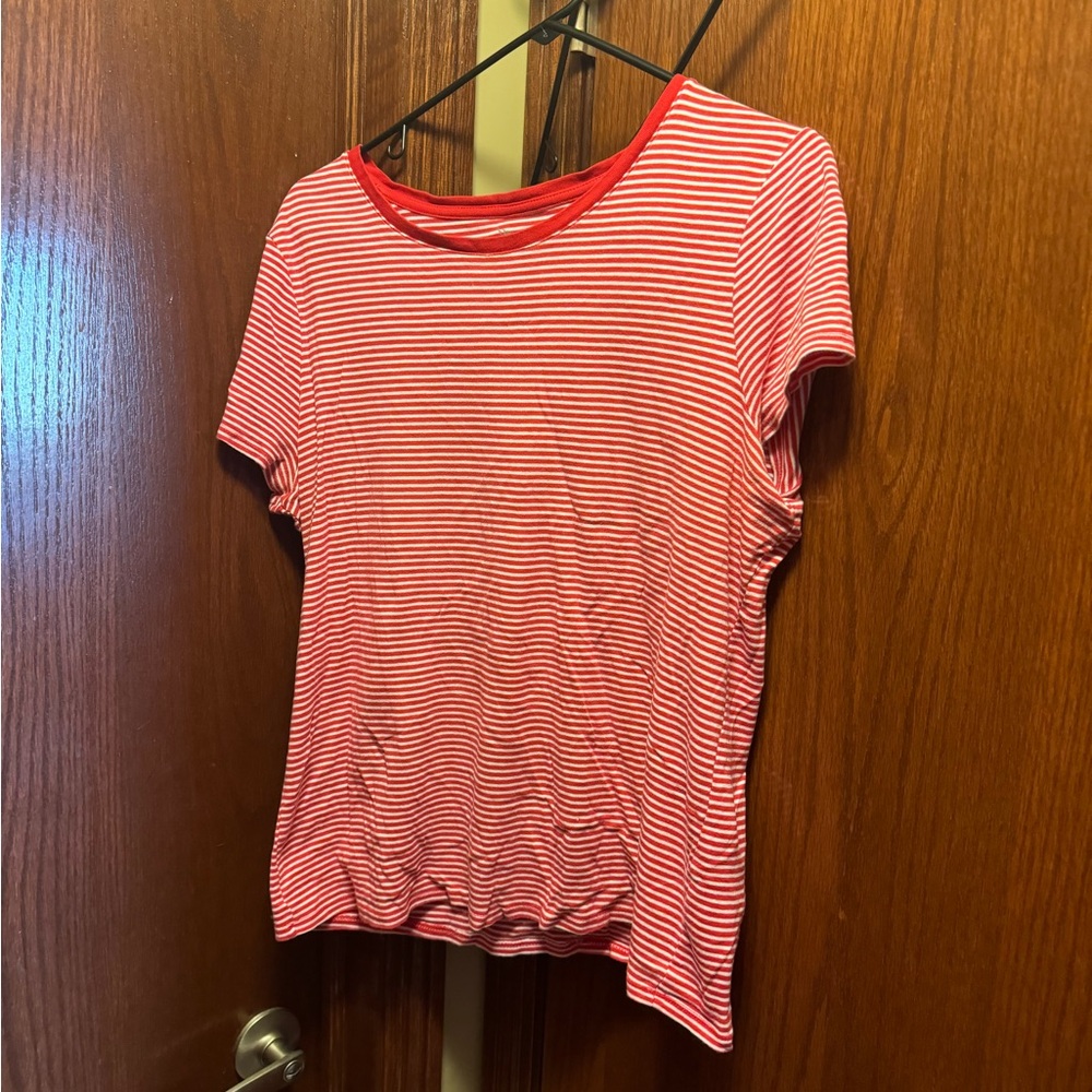 M - Faded glory Bay Red and white  striped t shirt size XL (16-18) in good c…